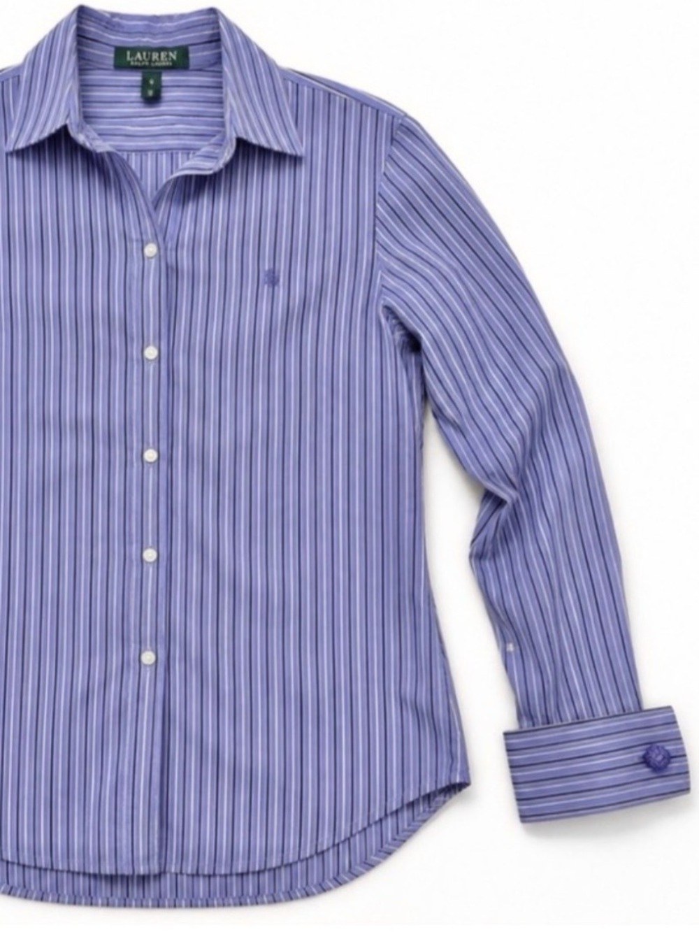 100% Cotton Lauren Ralph Lauren Blue Striped French Cuff Shirt Knot Cufflinks L
